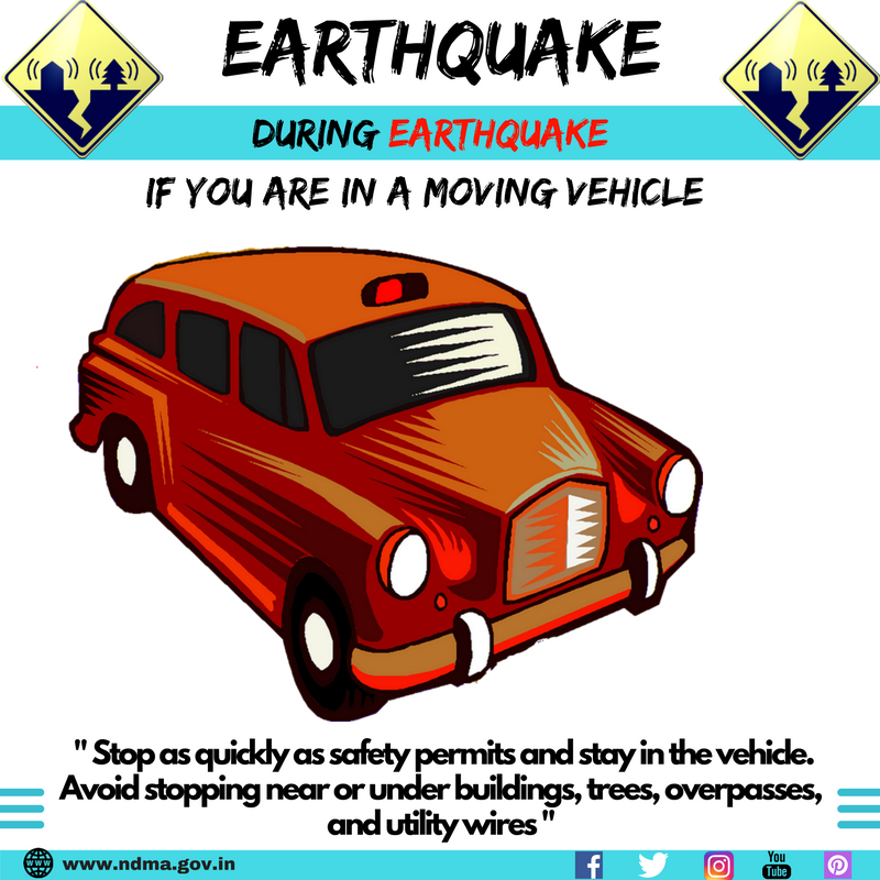  If you are in a moving vehicle, stop as quickly as safety permits and stay in the vehicle. Avoid stopping near or under buildings, trees, overpasses and utility wires.